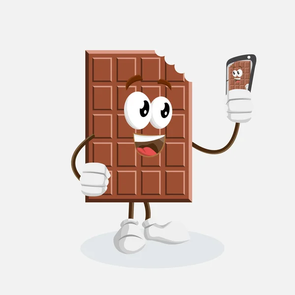 Mascota Chocolate Fondo Con Pose Selfie Con Estilo Diseño Plano — Archivo Imágenes Vectoriales
