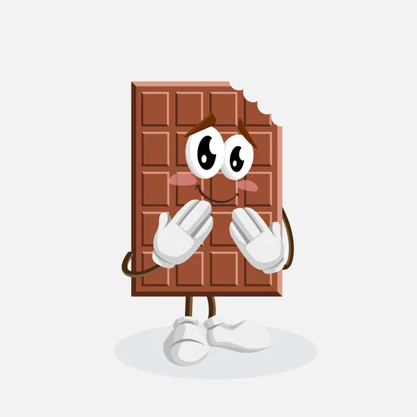 Chocolade Mascotte Achtergrond Beschaamd Poseren Met Platte Designstijl Voor Mascotte — Stockvector