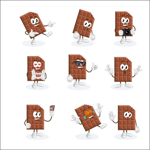 Alle Chocolade Mascotte Achtergrond Met Platte Ontwerpstijl Voor Mascotte Branding — Stockvector