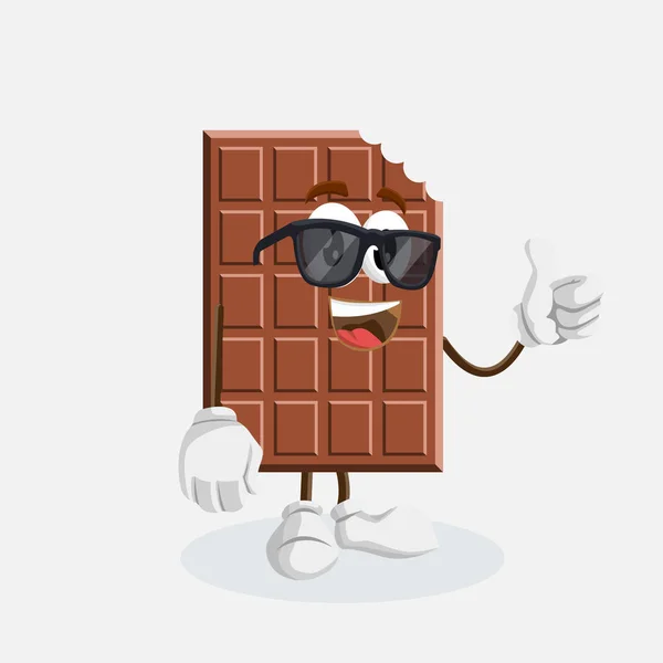 Mascotte Chocolat Posture Pouce Fond Avec Style Design Plat Pour — Image vectorielle