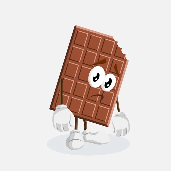 Mascotte Chocolat Fond Pose Triste Avec Style Design Plat Pour — Image vectorielle