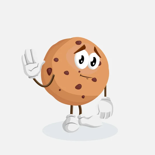 Cookies Mascotte Achtergrond Vaarwel Pose Met Platte Ontwerpstijl Voor Mascotte — Stockvector