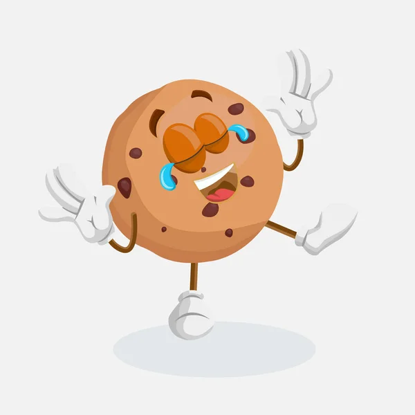 Mascotte Cookies Fond Pose Heureuse Avec Style Design Plat Pour — Image vectorielle