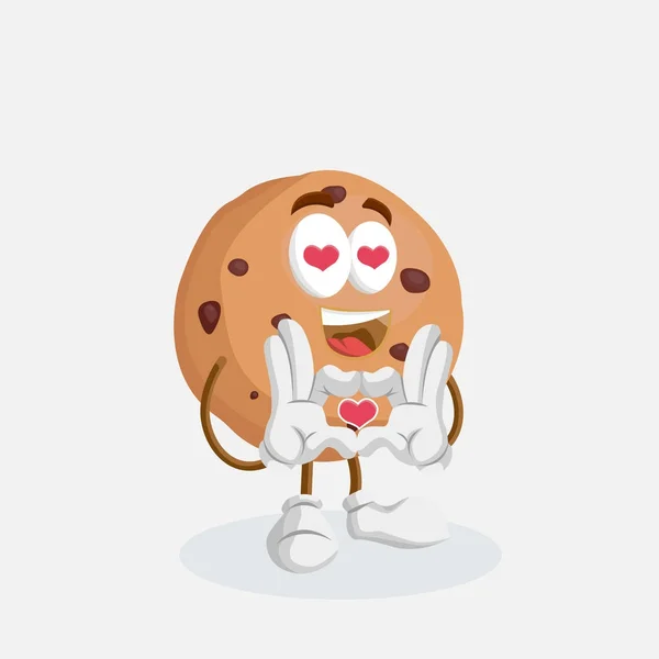 Cookies Mascotte Achtergrond Verliefd Poseren Met Platte Designstijl Voor Mascotte — Stockvector