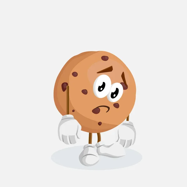 Cookies Μασκότ Και Φόντο Λυπημένος Ποζάρουν Στυλ Επίπεδη Σχεδίαση Για — Διανυσματικό Αρχείο