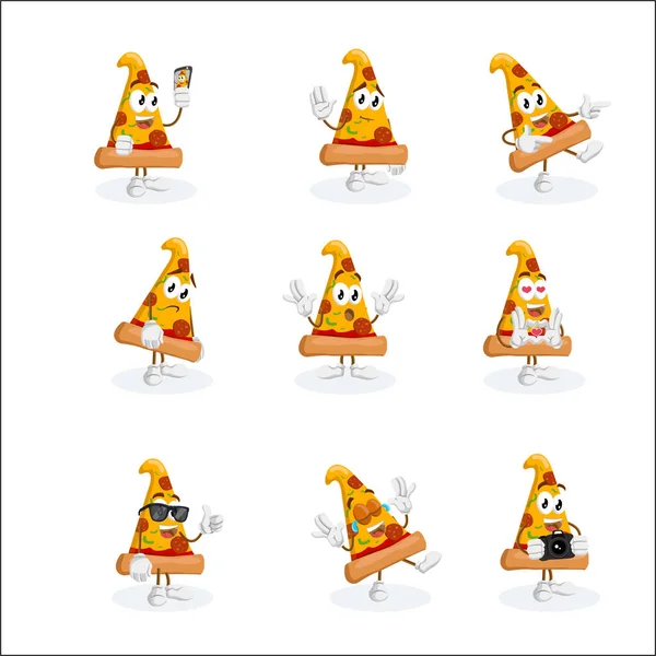 Minden Készlet Pizza Kabalája Lapos Design Stílusban Kabalája Háttérben — Stock Vector