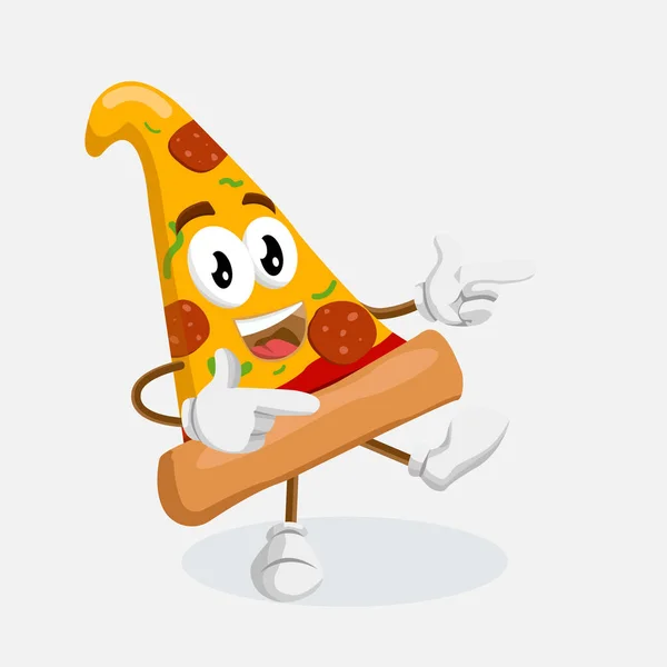 Mascotte Fond Pizza Pose Avec Style Design Plat Pour Votre — Image vectorielle