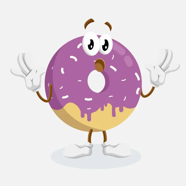 Donut Mascotte Achtergrond Pose Van Verrassing Met Het Platte Ontwerpstijl — Stockvector