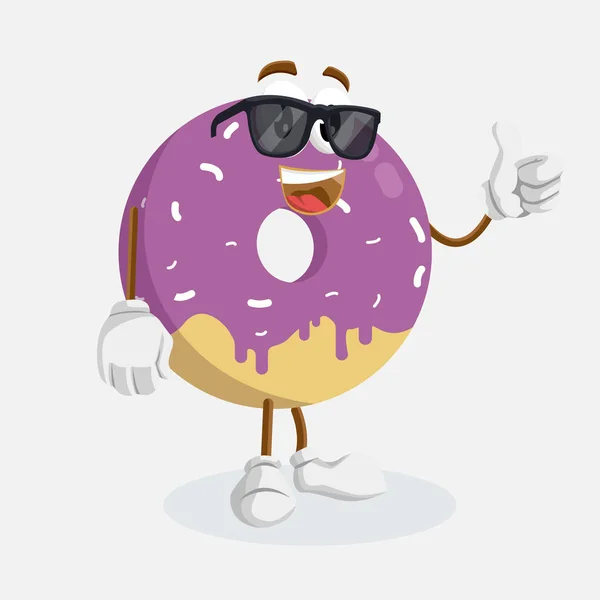 Donut Mascotte Achtergrond Duim Pose Met Platte Ontwerpstijl Voor Mascotte — Stockvector