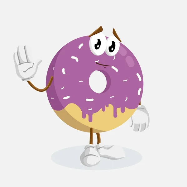 Donut Mascotte Achtergrond Vaarwel Pose Met Platte Ontwerpstijl Voor Mascotte — Stockvector