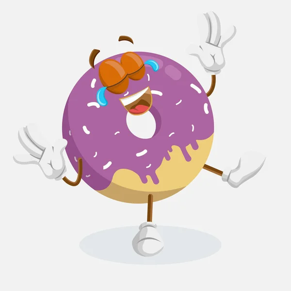 Mascote Donut Fundo Pose Feliz Com Estilo Design Plano Para — Vetor de Stock