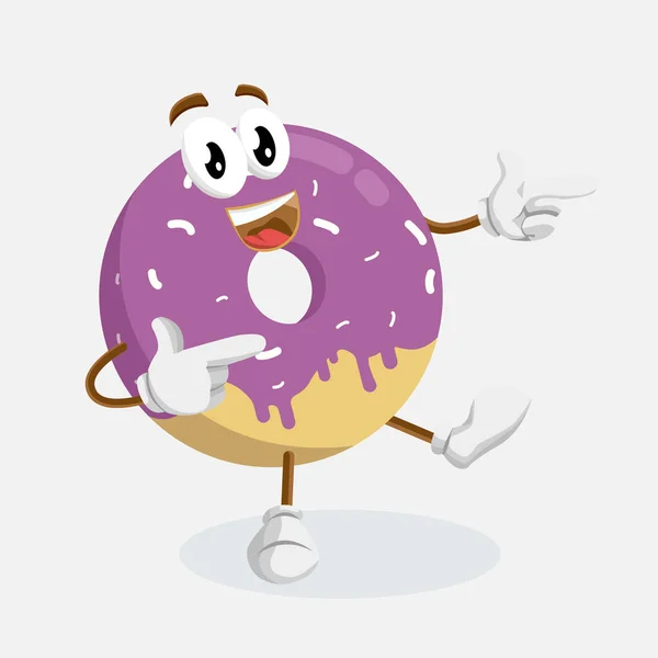 Mascotte Fond Donut Pose Avec Style Design Plat Pour Votre — Image vectorielle