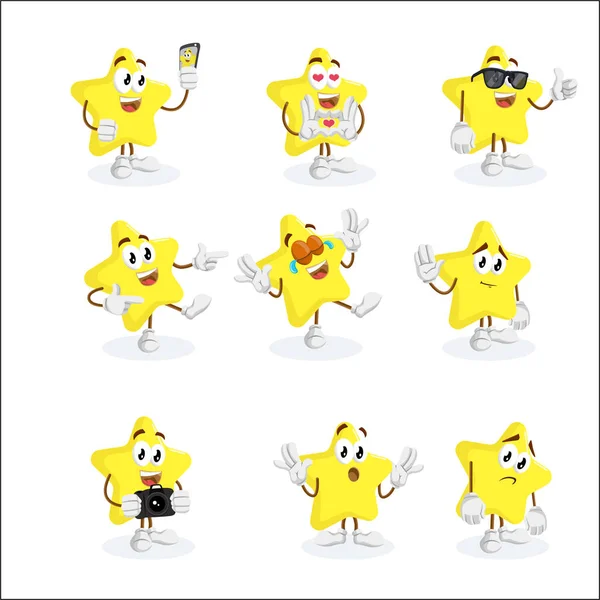 Star maskotu ve markanızı maskot için düz tasarım stili ile arka plan hazır.