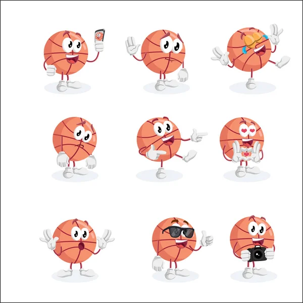 Basketbol maskotu ve markanızı maskot için düz tasarım stili ile arka plan hazır.