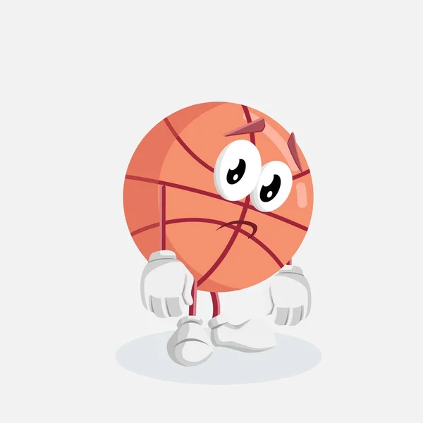 Baloncesto Mascota Fondo Triste Pose Con Estilo Diseño Plano Para — Vector de stock