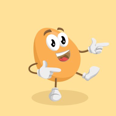 Yumurta maskotu ve arka plan Hi markanızı maskot için düz tasarım stili ile poz.