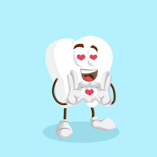 Mascota Dientes Fondo Pose Amor Con Estilo Diseño Plano Para — Vector de stock