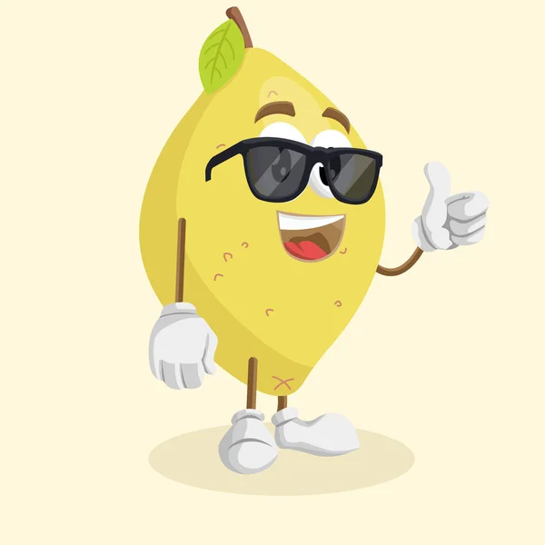 Mascotte Citron Posture Pouce Fond Avec Style Design Plat Pour — Image vectorielle