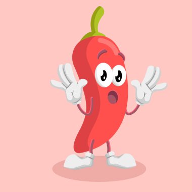 Markanızı maskot için düz tasarım stili ile biber maskotu ve arka plan sürpriz poz.