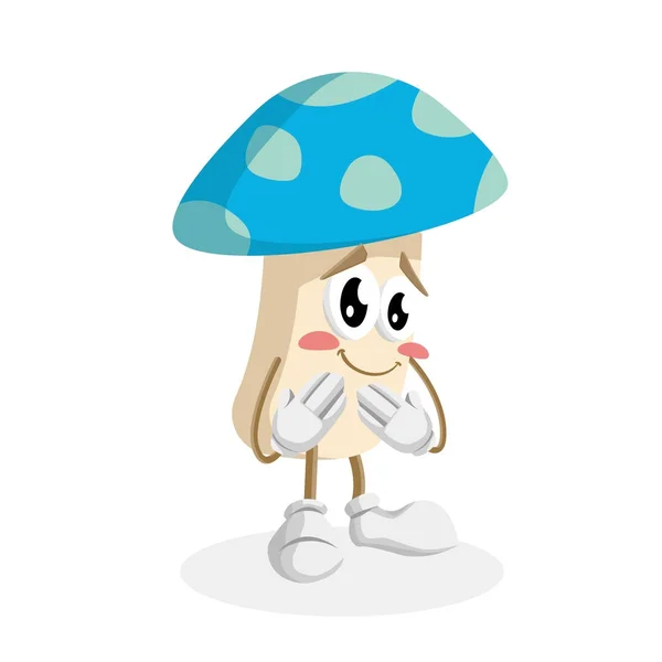 Mushroom Mascot Background Ashamed Pose Flat Design Style Your Mascot — Stock Vector