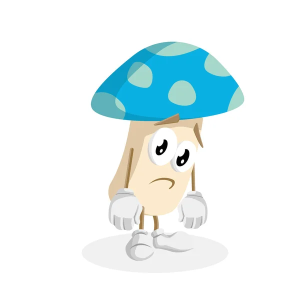 Mushroom Mascot Background Sad Pose Flat Design Style Your Mascot — Stock Vector