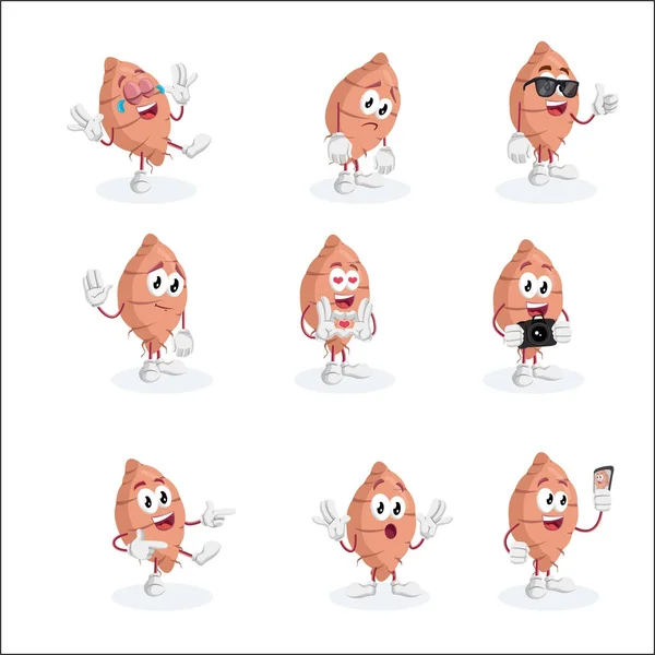 Yam maskotu ve markanızı maskot için düz tasarım stili ile arka plan hazır.