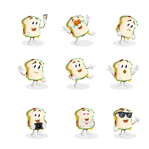 All Set Sandwich Mascot Background Flat Design Style Your Mascot — Stock Vector