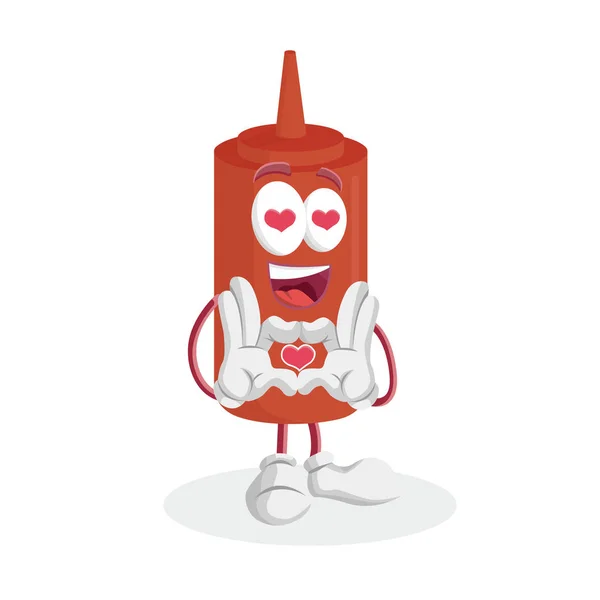 Ketchup Mascota Fondo Pose Amor Con Estilo Diseño Plano Para — Vector de stock