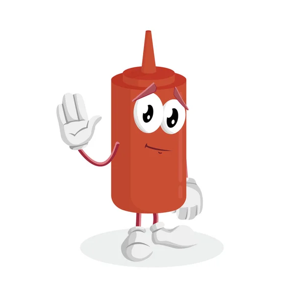 Ketchup Mascotte Achtergrond Vaarwel Pose Met Platte Ontwerpstijl Voor Mascotte — Stockvector