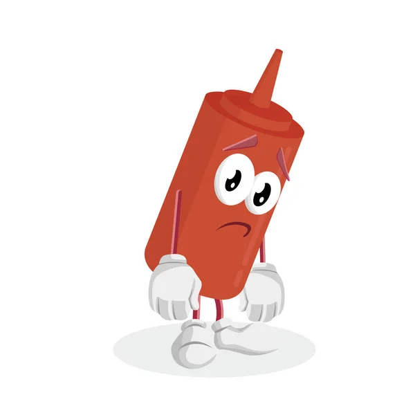 Ketchup Mascote Fundo Triste Pose Com Estilo Design Plano Para —  Vetores de Stock