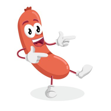 Sausage mascot and background Hi pose with flat design style for your mascot branding. clipart