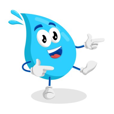 Su maskotu ve arka plan Hi markanızı maskot için düz tasarım stili ile poz.