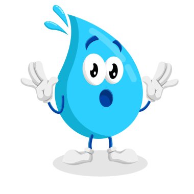 Markanızı maskot için düz tasarım stili ile su maskotu ve arka plan sürpriz poz.