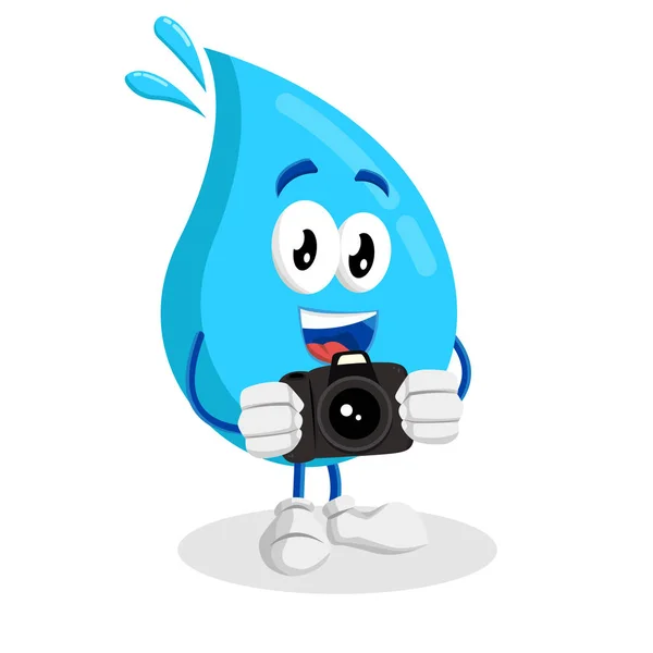 Mascote Água Fundo Com Pose Câmera Com Estilo Design Plano — Vetor de Stock