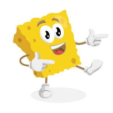 Sünger maskotu ve arka plan Hi markanızı maskot için düz tasarım stili ile poz.