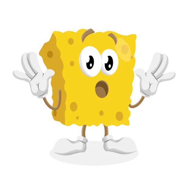 Sponge Mascot Background Surprise Pose Flat Design Style Your Mascot — Stock Vector