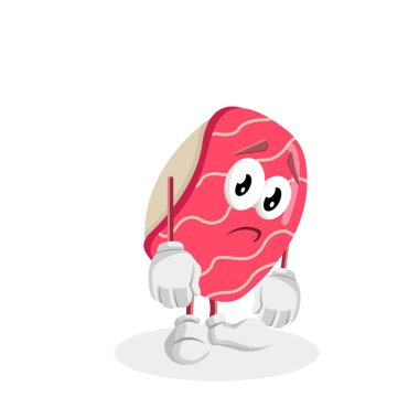 Suşi maskotu ve arka plan üzgün markanızı maskot için düz tasarım stili ile poz.