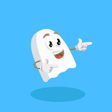 Hayalet maskotu ve arka plan Hi markanızı maskot için düz tasarım stili ile poz.