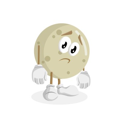 Ay maskotu ve arka plan üzgün markanızı maskot için düz tasarım stili ile poz.