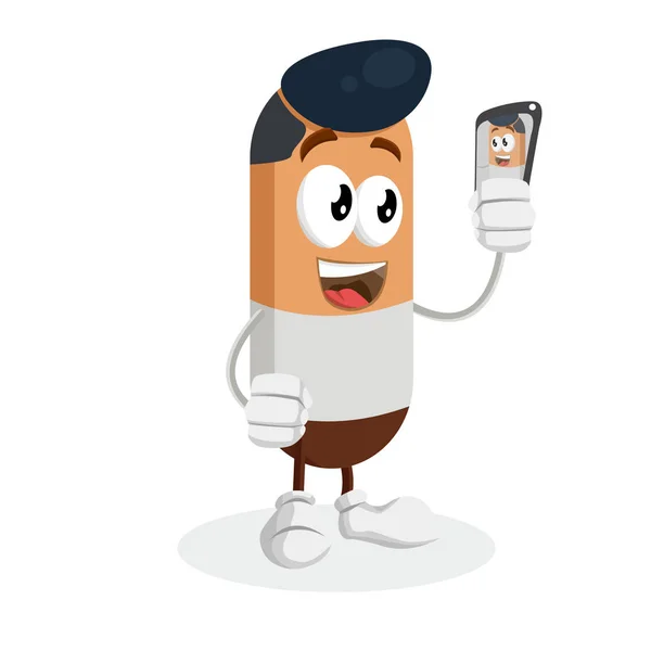 Mascota Humana Fondo Con Pose Selfie Con Estilo Diseño Plano — Vector de stock