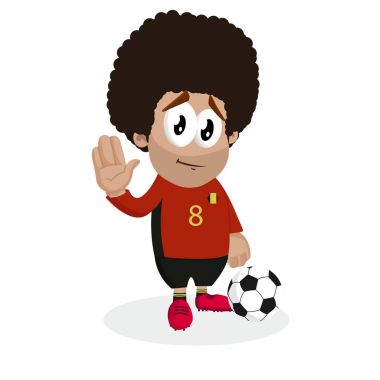 Markanızı maskot için düz tasarım stili ile Belçika maskotu ve arka plan elveda poz.
