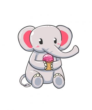 Fil maskotu ve logosu veya maskotu marka düz tasarım stili ile arka plan