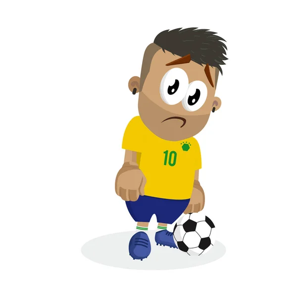 巴西吉祥物和背景悲伤的姿态与平面设计风格为您的标志或吉祥物品牌 — 图库矢量图片