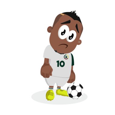 Senegal maskotu ve arka plan üzgün pozuyla logo veya marka maskot için düz tasarım stil