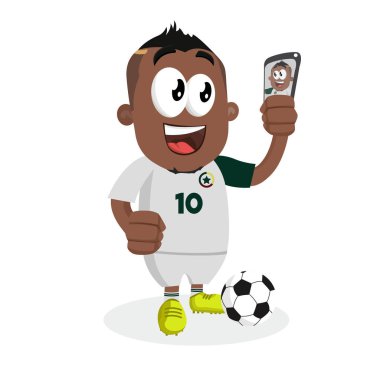 Senegal maskotu ve arka plan selfie ile logo veya maskotu marka düz tasarım stili ile poz