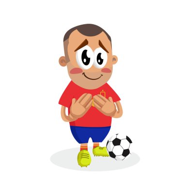 Logo veya maskotu marka düz tasarım stili ile İspanya maskotu ve arka plan utanmış poz