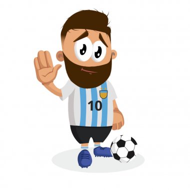 Logo veya maskotu marka düz tasarım stili ile Arjantin maskotu ve arka plan elveda poz