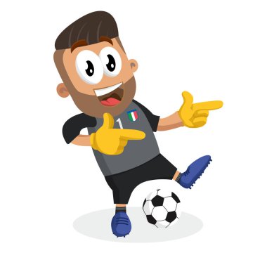 İtalya Millî Futbol Takımı maskotu ve arka plan Hi logo veya maskotu marka düz tasarım stili ile poz