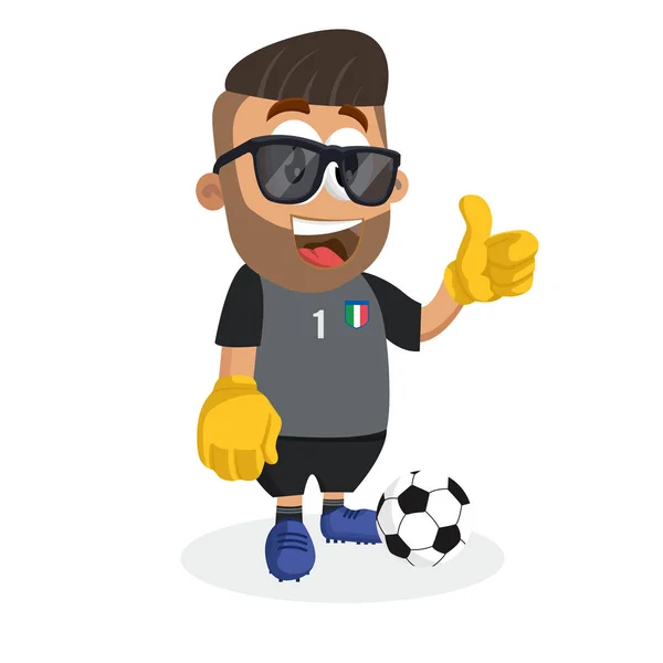 Itália Mascote Equipe Nacional Futebol Postura Polegar Fundo Com Estilo —  Vetores de Stock