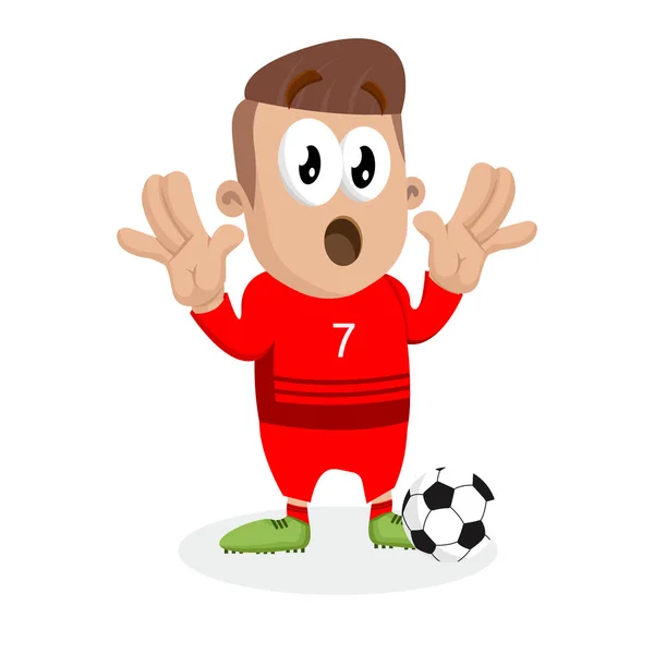 あなたのロゴやマスコット ブランドのフラットなデザイン スタイルのサッカー チーム マスコットと背景驚きポーズをポルトガル — ストックベクタ